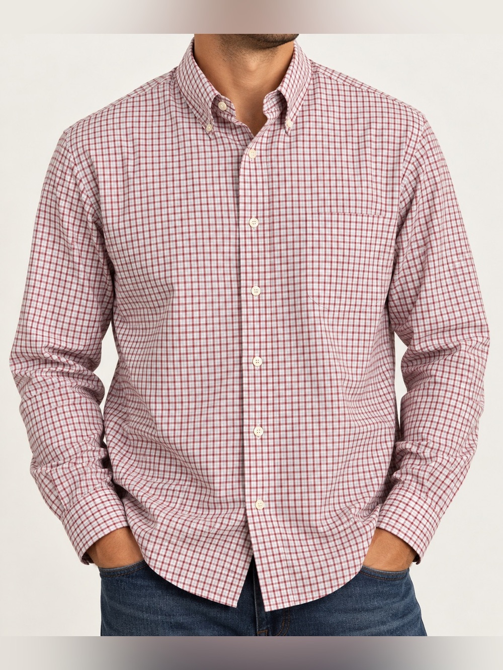 Brooks Brothers Red and White Plaid Button-Down Long Sleeve Shirt XL